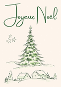 Joyeux No&euml;l traditionnel avec sapin et &eacute;toiles